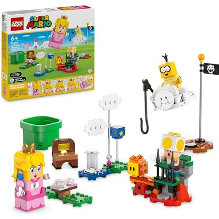 LEGO Super Mario Abenteuer mit interaktiver Peach, gelbem Toad, Nintendo Geschenk für Kinder ab 6 Jahren 71441