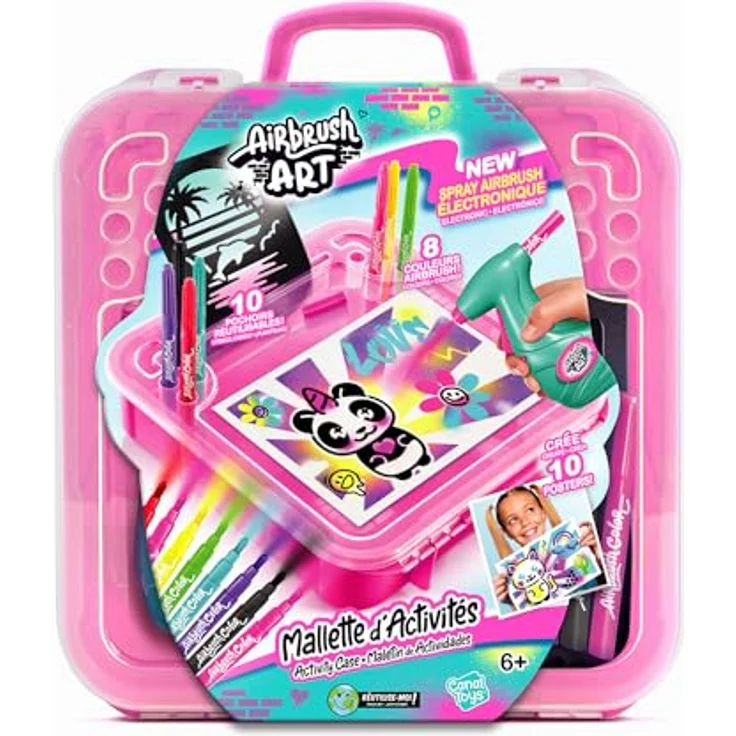 Canal Toys Airbrush Art Activity Case - Elektronisches Sprühgerät, Schablonen, Zeichenblätter, Koffer (Farbe: mehrfarbig) – Bild 2