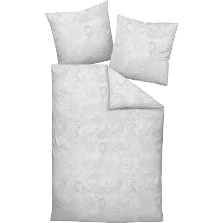 Janine Bettwäsche Soft-Flanell Beige, Paisley Design, 100% Baumwolle, Größe 155x220 cm + 80x80 cm, mit Reißverschluss