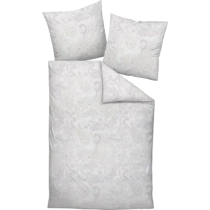Janine Bettwäsche Soft-Flanell Beige, Paisley Design, 100% Baumwolle, Größe 155x220 cm + 80x80 cm, mit Reißverschluss – Bild 1