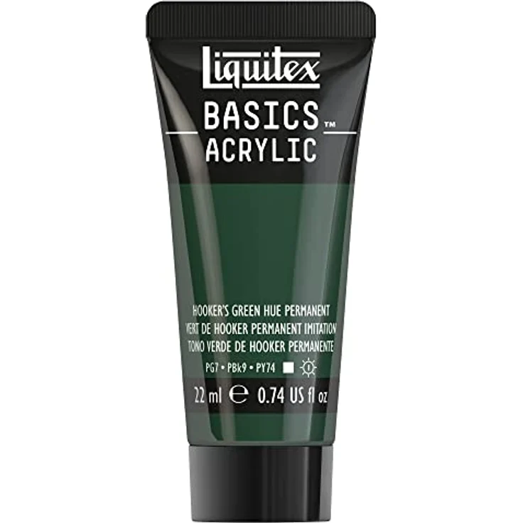 Liquitex Basics Acrylfarbe Hookers Grün Permanent, 22 ml Tube, lichtecht, mittlere Viskosität, seidenglänzend, monopigmentiert, Archivqualität – Bild 1