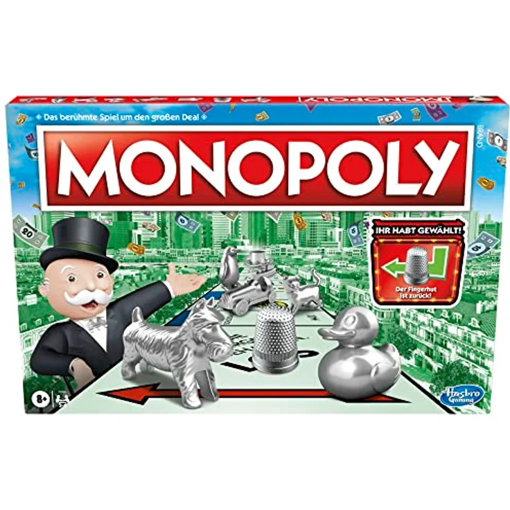 Monopoly Spiel, Familien-Brettspiel für 2 bis 6 Spieler, ab 8 Jahren für Kinder, mit 8 Spielfiguren (Figuren können variieren), ab 8 Jahren – Bild 2