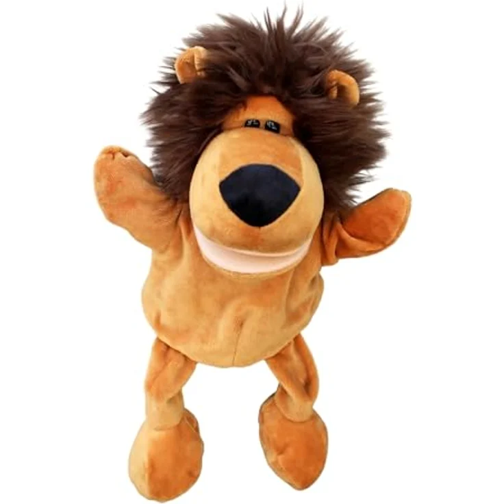 LOMTRATS Handpuppen-Set, Tier-Handpuppen mit beweglichem Mund und Beinen, inklusive Wolf, Tiger, Löwe und Affe, 30 cm, ideal für Geschichtenerzählen und Vorschule – Bild 1