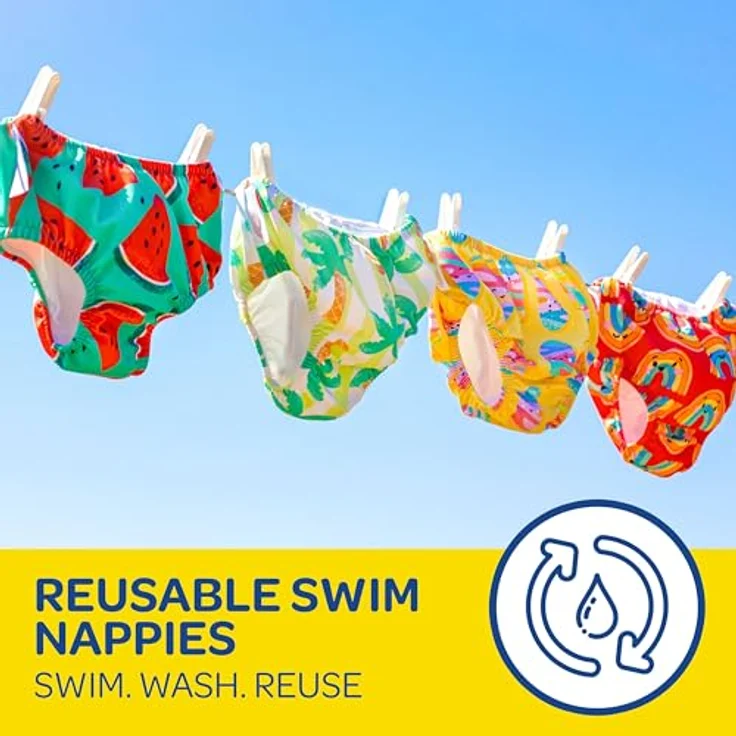 HUGGIES Little Swimmers Wiederverwendbare Schwimmwindel Größe 5-6 Unter Wasser, Nylon/Elasthan beschichtet, 13+ kg, Blau – Bild 7