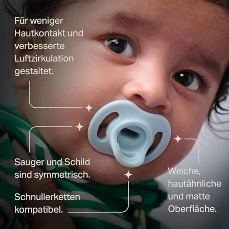 Tommee Tippee Ultraleichter StayPut Schnuller, 4er-Pack, 0-6 Monate, einteiliges Silikondesign, kieferorthopädisch, bequeme Passform – Bild 3