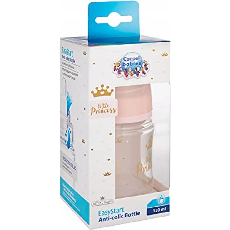 Canpol Babies Royal Baby Babyflasche 0m+ Pink 120 ml, mit speziell angepasster Form für naturnahes Trinken – Bild 5