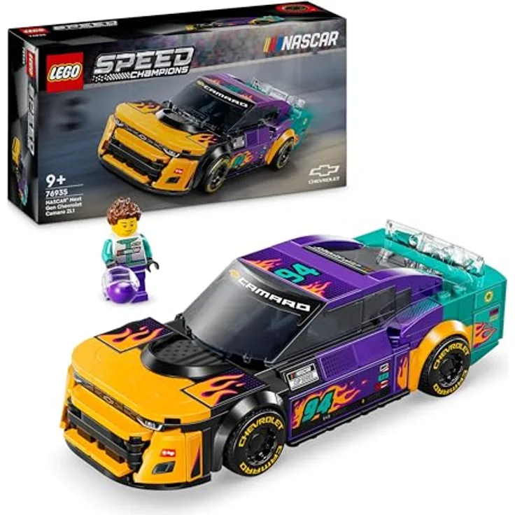 LEGO Speed Champions NASCAR Next Gen Chevrolet Camaro ZL1 Spielzeugauto; BAU- und Spielset mit Rennauto; Geschenk für Jungen und Mädchen ab 9 Jahren 76935