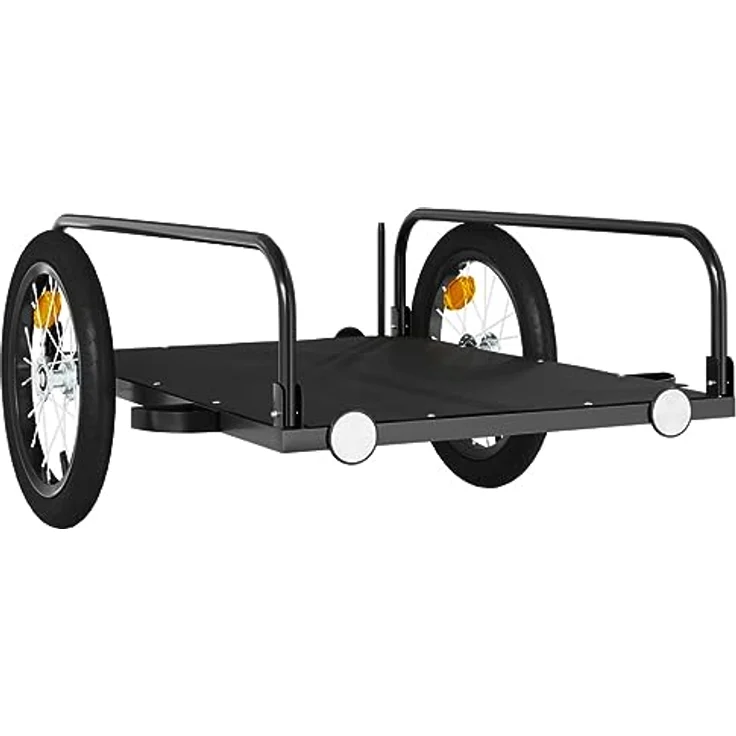 vidaXL Fahrradlastenanhänger Schwarz 126x63x34 cm Eisen mit 45 kg Tragkraft und Sicherheitsflagge – Bild 7