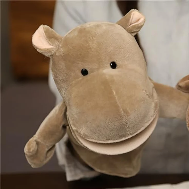 LOMTRATS Tierhandpuppen-Set für Kinder, 5 Teile (Wolf, Tiger, Löwe, Affe) mit beweglichen Münder, ca. 25 cm, Plüsch, ideal für Geschichtenerzählen und Unterricht – Bild 1