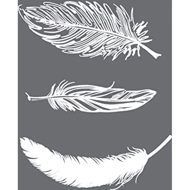 Rayher 4504000 Schablone Motiv: Federn, DIN A5, 14,8 x 21 cm, mit Rakel, Siebdruck-Schablone, Malschablone, selbstklebend