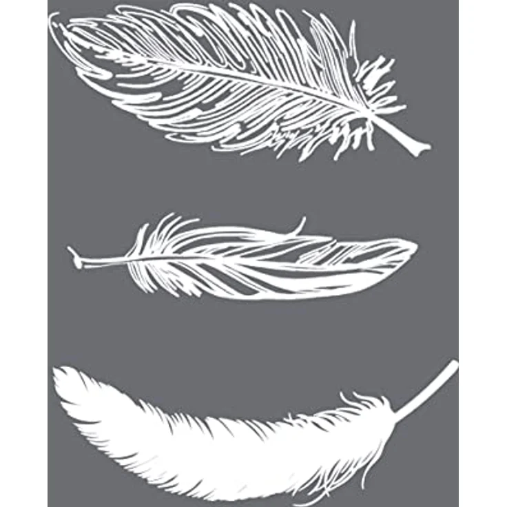 Rayher 4504000 Schablone Motiv: Federn, DIN A5, 14,8 x 21 cm, mit Rakel, Siebdruck-Schablone, Malschablone, selbstklebend – Bild 1