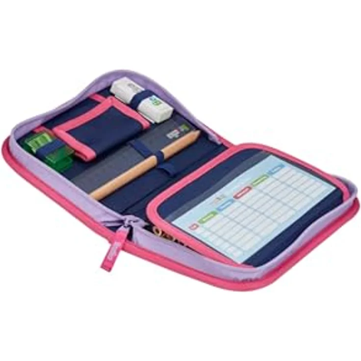 ergobag Federmäppchen Set 22-teilig, Lyra Buntstifte, Stundenplan-Fach, Kleingeld Fach, Lineal BlütenzauBär - Lila – Bild 5