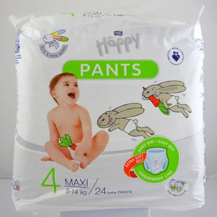 Bella Baby Happy Pants Size 4 Maxi, Einweg-Windelhöschen für Kinder, 8-14 kg, 24 Stück, atmungsaktiv, schnelle Absorption, dermatologisch getestet – Bild 2