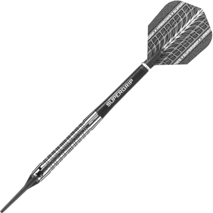 Harrows SUPERGRIP Darts-Set 90% Wolfram, Softdarts mit weicher Spitze, 18g, inklusive Supergrip-Schäften, Supergrip-Flights und Reiseetui – Bild 5