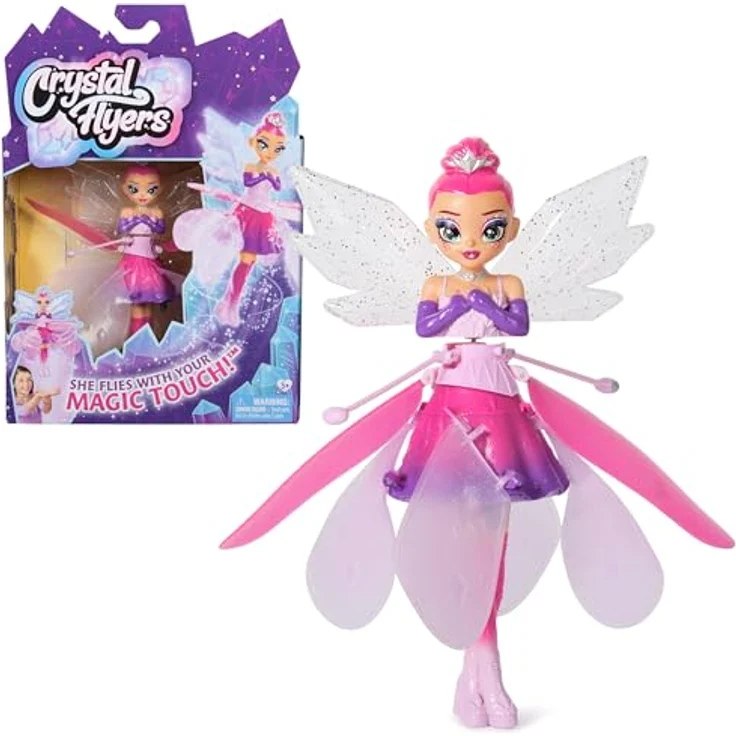 Spin Master Crystal Flyers Fliegende Fee 15 cm, rosa, interaktive fliegende Puppe mit Sensor und USB-Ladefunktion – Bild 1