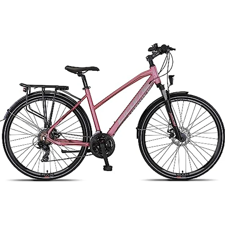 Licorne Bike Premium Touring Trekking Bike in 28 Zoll Aluminium Scheibenbremse Fahrrad für Jungen, Mädchen, Damen und Herren - 21 Gang-Schaltung - Mountainbike - Crossbike (Damen, Rosa) – Bild 3
