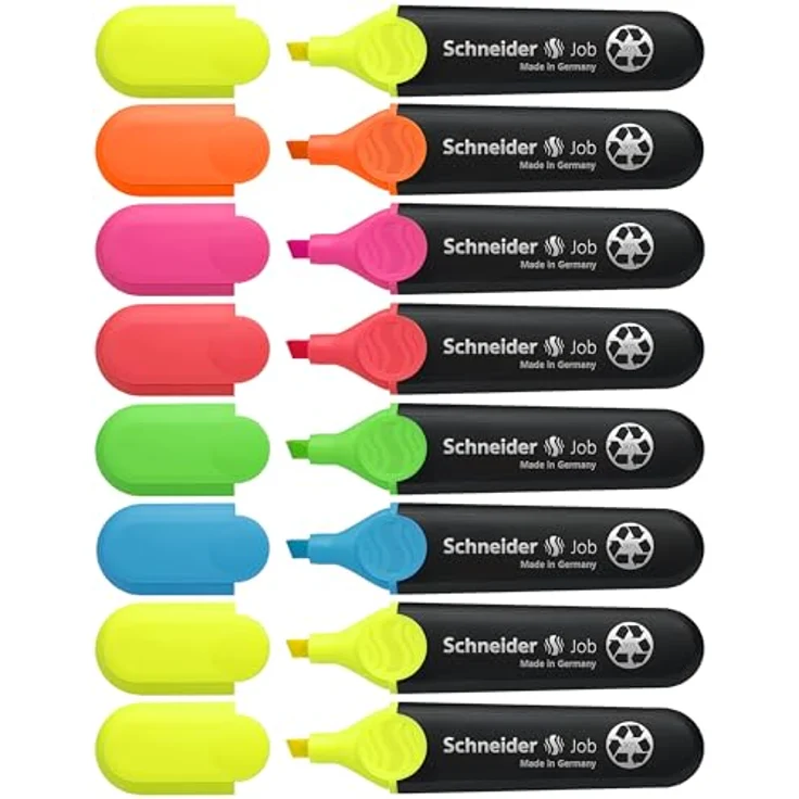 Schneider Job 150 Textmarker (aus recyceltem Kunststoff, ausgezeichnet mit Der blaue Engel) 8er Etui sortiert – Bild 1