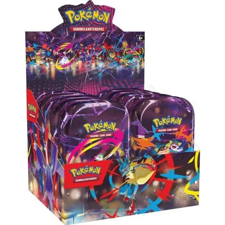 Nintendo Pokémon TCG: Mega Heroes Mini Tin Display, 10 Mini-Dosen mit 20 Boosterpacks und Stickerbogen