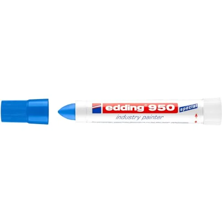edding Industrie 950, Markerset mit 3 blauen Filzstiften, runde Spitze 10 mm, wasserdicht und hitzebeständig – Bild 3