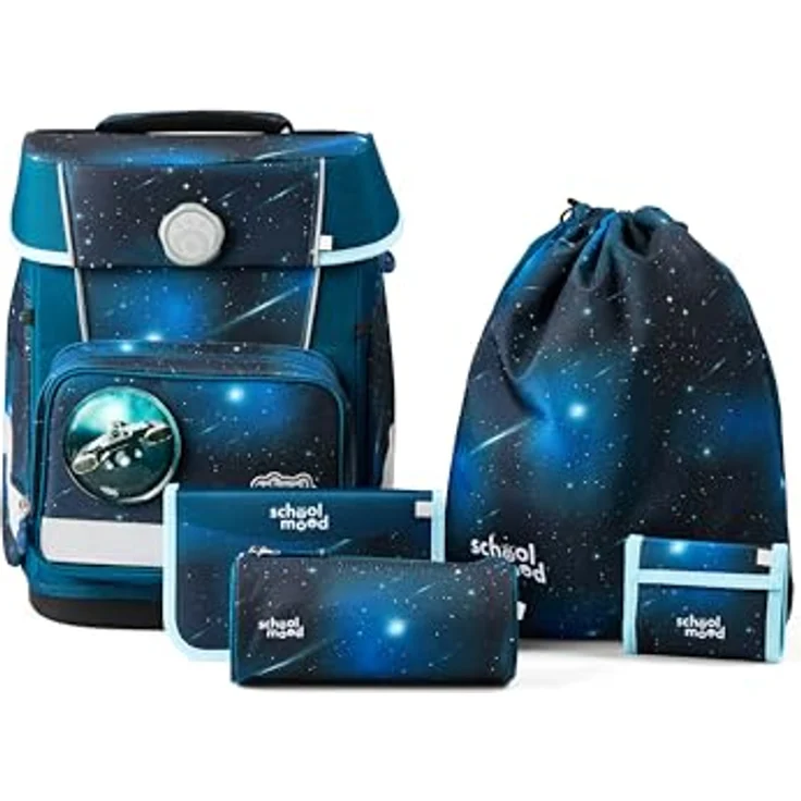 SCHOOL-MOOD Champion Maxx Pro Schulranzen-Set 6-teilig, höhenverstellbar, 22 L, ca. 1,1 kg – Motiv Moritz (Weltall) für Grundschule 1.–4. Klasse, Modell 2026 – Bild 1