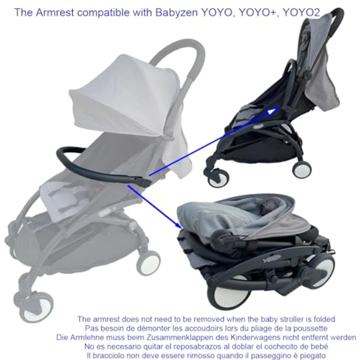 Brogtorl Stoßstange Armlehne Griff für Babyzen YoYo 2 und Yoyo+, hochwertiges PU Leder, Schwarz – Bild 3