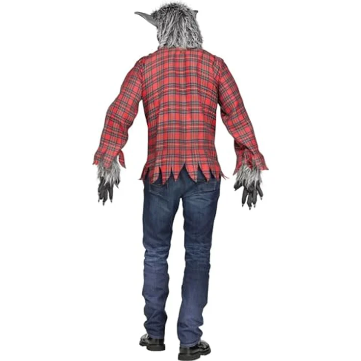 Fun World Division Werwolf Kostüm grau, dreiteilig mit Maske und Händen, für Erwachsene – Bild 3