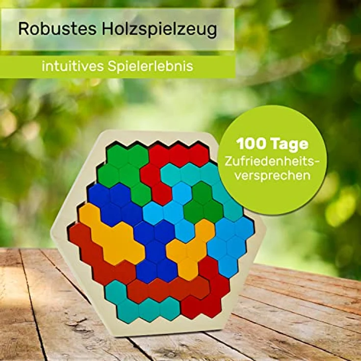CUBIDI Original Tangram Hexagon | Fördert logisches Denken und räumliche Vorstellungskraft | Geschicklichkeitsspiel aus hochwertigem Holz | Holzspielzeug für Jungen und Mädchen ab 4 Jahren – Bild 4