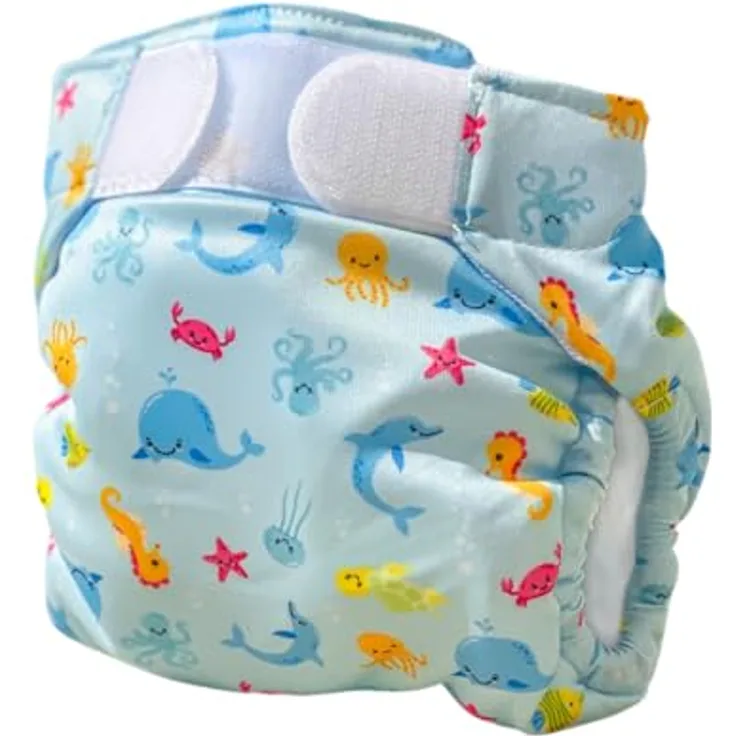 FREDS SWIM ACADEMY Wiederverwendbare Schwimmwindel - Swim Nappy mit Klettverschluss, Baby-Schwimmhose aus weichem Material, verstellbar, blau, Größe 2