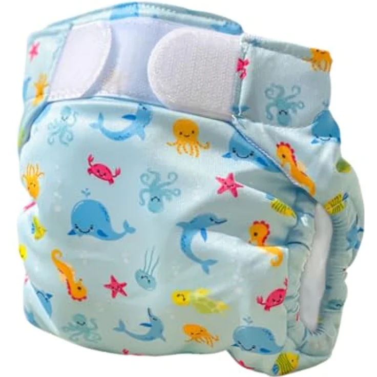 FREDS SWIM ACADEMY Wiederverwendbare Schwimmwindel - Swim Nappy mit Klettverschluss, Baby-Schwimmhose aus weichem Material, verstellbar, blau, Größe 2 – Bild 1