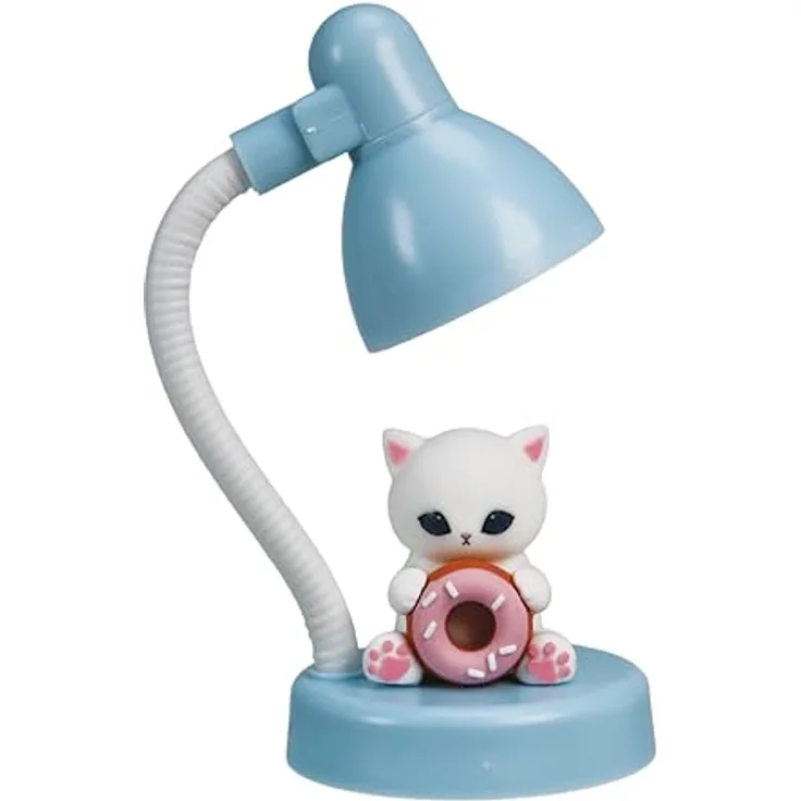 BlueSkyStudios Mofusand Minilampe USB, LED Tischlampe mit Katzfigur und Donut, mehrfarbig