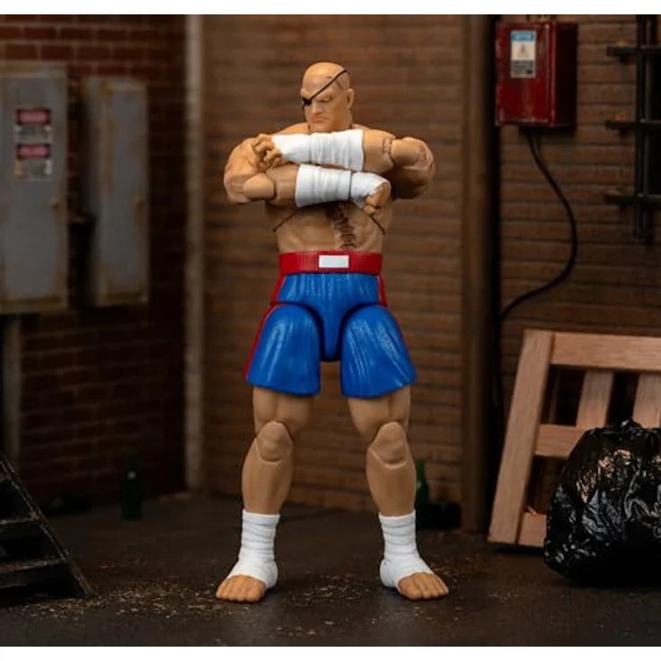 Jada Toys Street Fighter Figur Sagat, 19 cm bewegliche Actionfigur mit alternativem Kopf, Händen und Zubehör, ab 13 Jahren – Bild 5
