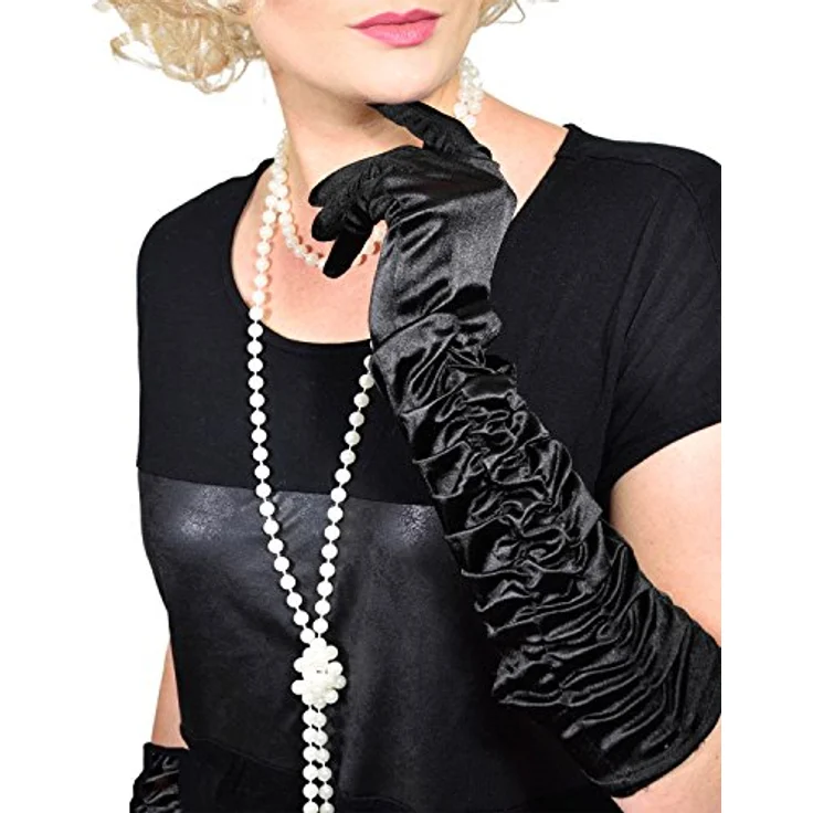 GOODS+GADGETS Charleston Perlenkette 180 cm, lange weiße Halskette für Burlesque Kostüm und Gala-Events, künstliche Perlen – Bild 2