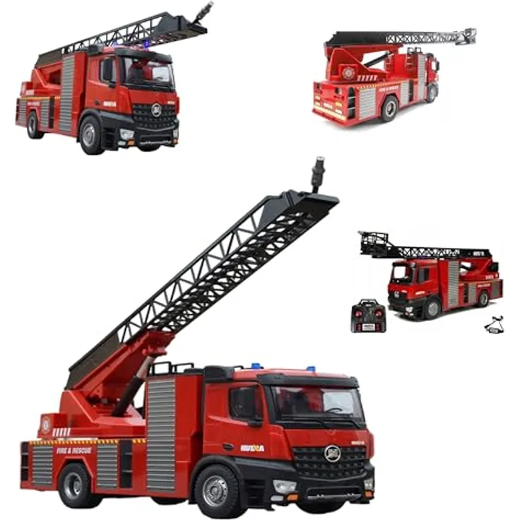 COIL RC-Feuerwehr, Ferngesteuertes Feuerwehrauto 1:14, 2,4 GHz, LED, Sound, 22 Kanäle, Rot