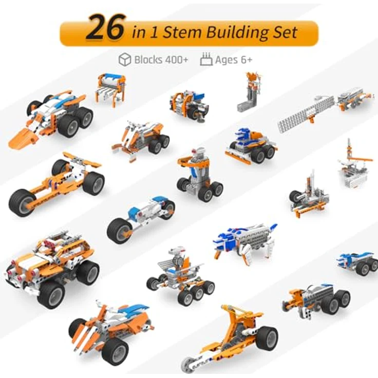 makerzoid STEM Coding Robot Kit - 26 in 1 programmierbares Scratch Jeep-Roboter-Set, RC Auto mit App Steuerung, 400+ Teile, für Kinder ab 6 Jahren – Bild 2