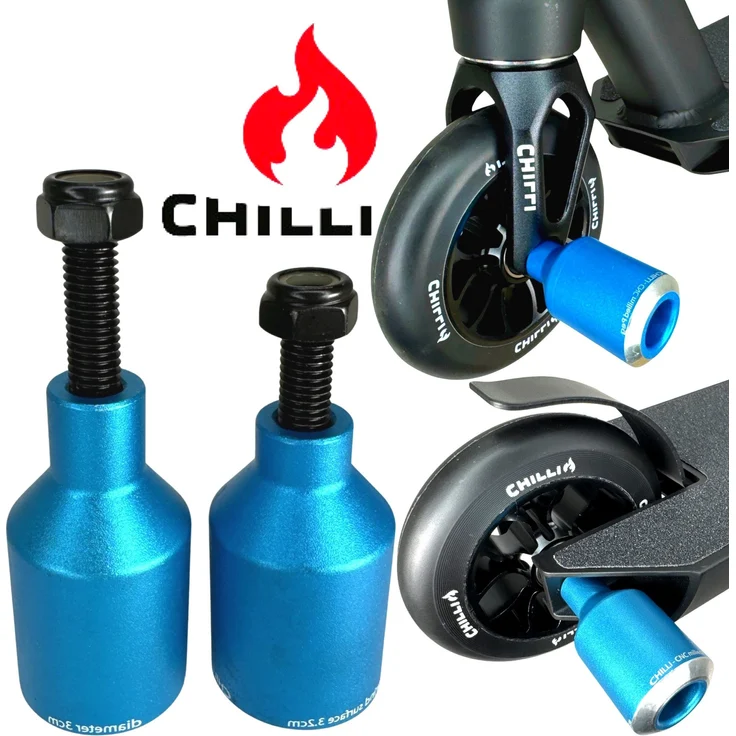 Chilli Stuntscooter Chilli Pro Rockets Stunt-Scooter Pegs Tret Roller Grind Stangen Blau, Aluminium Pegs für Park Rider, passend für verschiedene Chilli Modelle – Bild 1