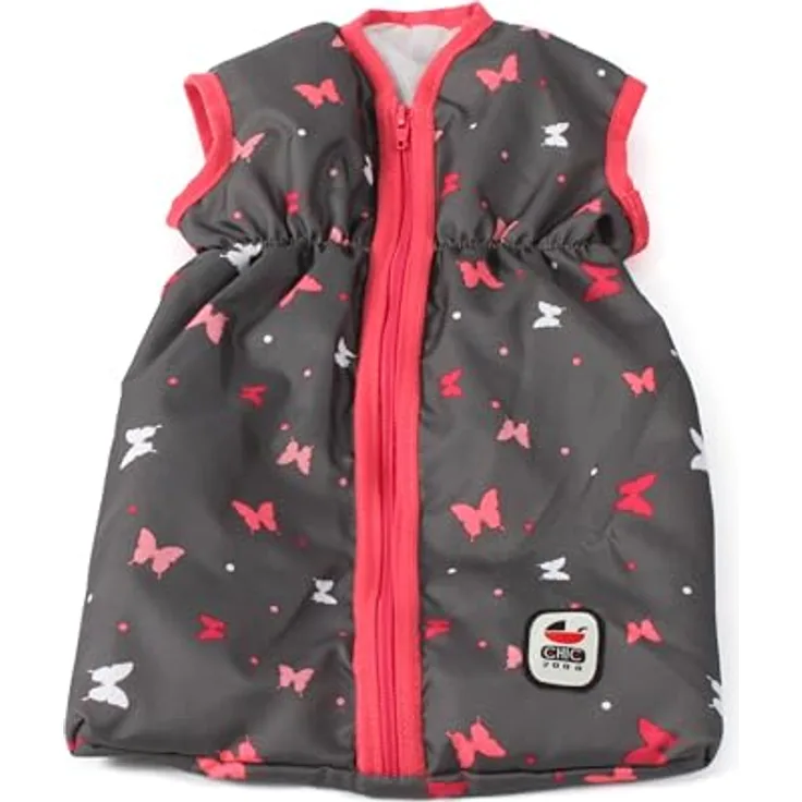 CHIC2000 Puppen Schlafsack Butterfly, komfortabel mit langem seitlichen Reißverschluss, passend für Puppen bis 55 cm, 45 x 27 x 2 cm, 0,1 kg