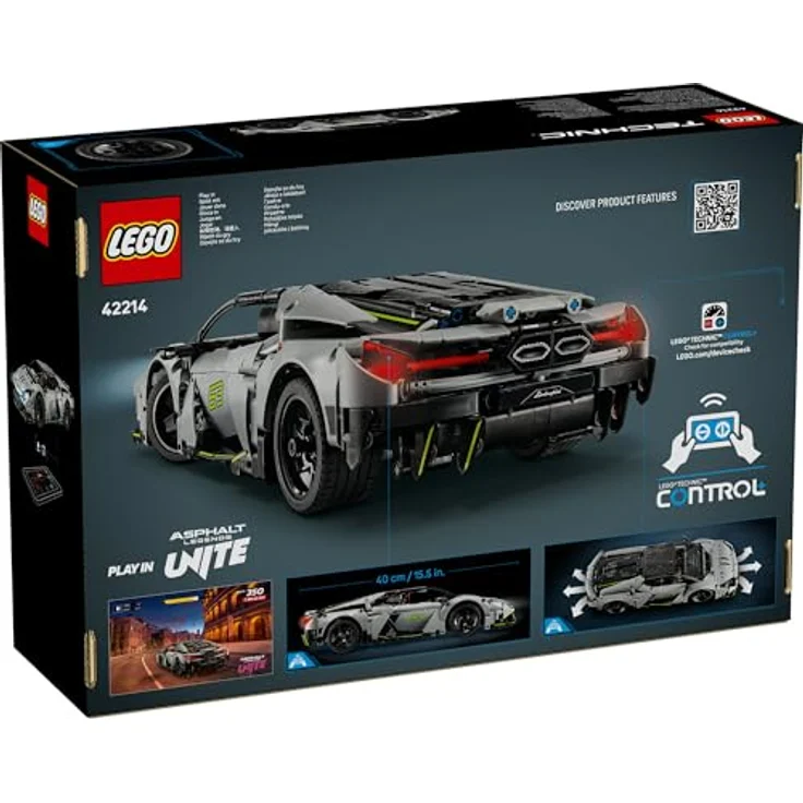 LEGO Technic 42214 Lamborghini Revuelto Supersportwagen, 1.135-teiliges RC-Bauset, ab 10 Jahren, Plug-in-Hybrid mit 1.015 PS, nicht enthaltenes USB-C-Kabel erforderlich – Bild 4