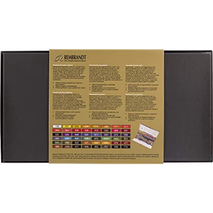 Rembrandt Watercolour Box 48 Pans & Sable Brush, professionelles Aquarellset im Metallkoffer, allgemeine Farbauswahl – Bild 3