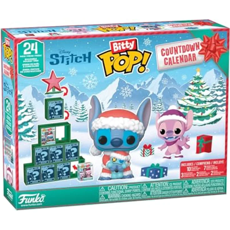 Funko Bitty Pop! Countdown Calendar: Stitch Holiday Adventskalender mit 24 Sammelfiguren aus Vinyl für Kinder ab 3 Jahren