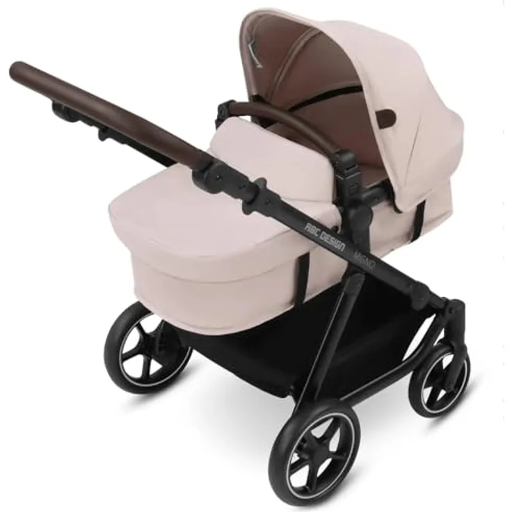 ABC Design Puppenwagen Migno - 2in1 Puppenwagen mit Babywanne, Sportsitz, Verstellbarer Knickschieber, kompaktes Faltmaß, ab 3 Jahren - Berry