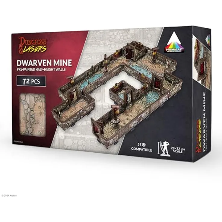 Dungeons & Lasers Archon Studio Zwergminen-Set, vorlackiert mit Prismacast-Technologie, kompatibel mit 28 mm bis 32 mm Miniaturen, schnelle Montage für DND und Brettspiele