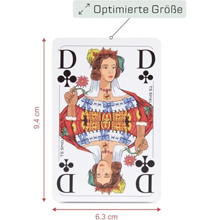 TS Spielkarten Romme Kartenspiel mit extra großen Eckzeichen, Original Leinen, französisches Bild für Senioren, 2 x 52 Karten + 2 Joker + Ersatzkarte – Bild 4