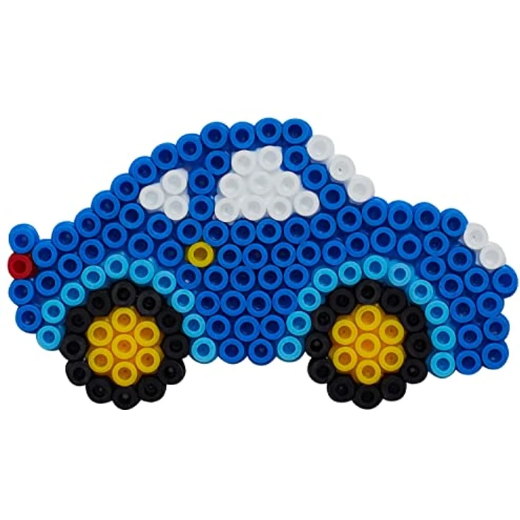 Hama Perlen 4215 Bügelperlen Dino und Auto, Blisterpackung mit ca. 1.100 Midi-Perlen, 2 Stiftplatten zum Zusammenstecken, Bügelpapier und Anleitung, für Kinder ab 5 Jahren – Bild 2