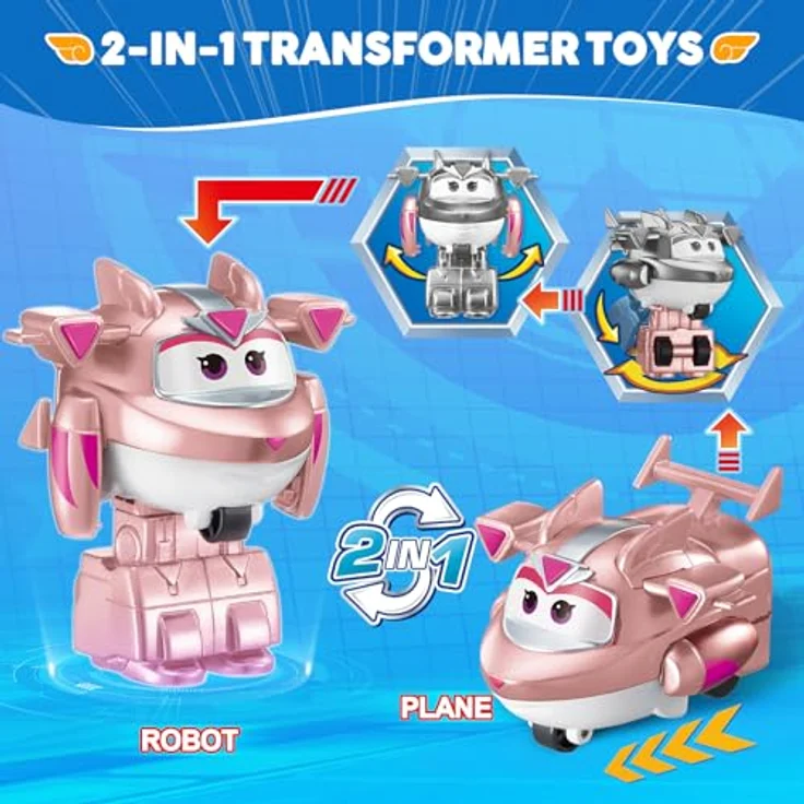 Super Wings Golden Girl Transformations-Flugzeug, 2-in-1 Action Figur, 5 cm großes pinkes Roboter-Spielzeug für Kinder ab 3 Jahren – Bild 2