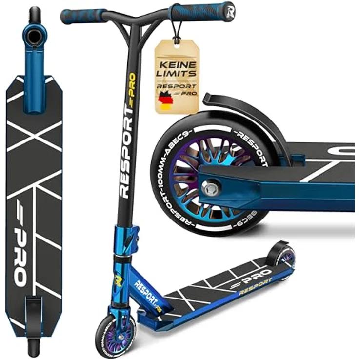RE:SPORT Revo Pro Stunt Scooter, Profi Stuntroller mit ABEC 9 Kugellagern, 110mm PU Wheels, Y-Bar und Ständer für Kinder & Erwachsene – Bild 1