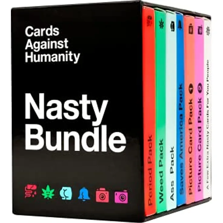 Cards Against Humanity Nasty Bundle, Kartenspiel mit 6 Themenpaketen + 10 neuen Karten, ab 17 Jahren