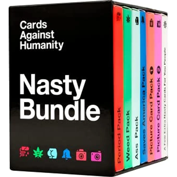 Cards Against Humanity Nasty Bundle, Kartenspiel mit 6 Themenpaketen + 10 neuen Karten, ab 17 Jahren – Bild 1