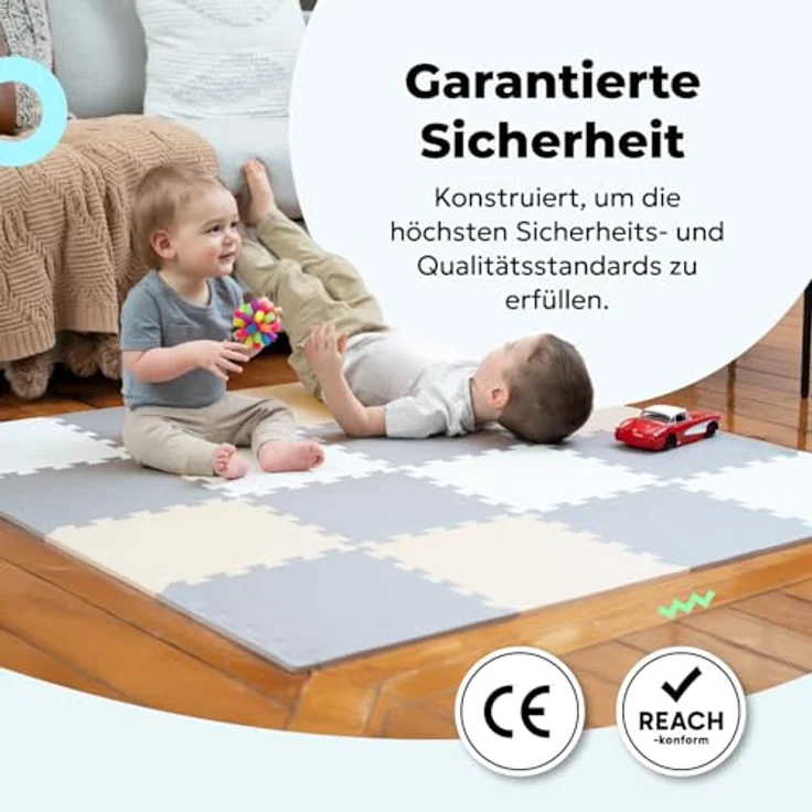 MioTetto Baby Krabbeldecke | Zertifizierte Puzzlematte, rutschfest, wasserdicht, farbenfroh, vielseitig einsetzbar für drinnen und draußen – Bild 2