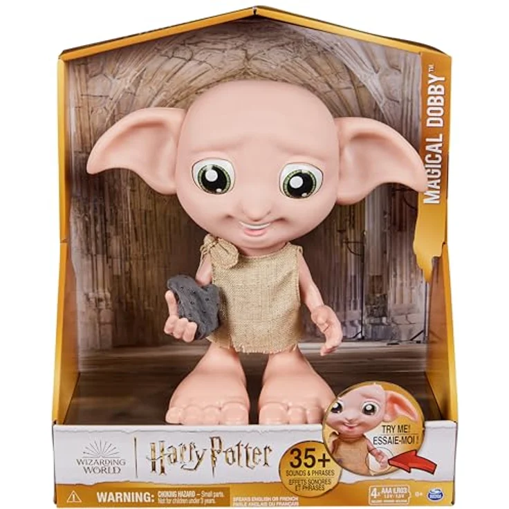 Spin Master 6067280 Wizarding World Harry Potter, interaktive Magical Dobby Elfenpuppe mit Socke, über 30 Geräusche und Sätze, 21,6cm, Spielzeug für Kinder – Bild 2