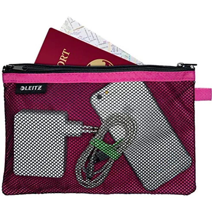 Leitz WOW Mäppchen mit 2 Fächern, Leichtläufiger Reißverschluss, Größe L, Pink – Bild 3